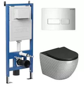 Комплект инсталляция с унитазом, крышкой и кнопкой смыва «Grossman» 97.4411SBRS.03.100 безободковый