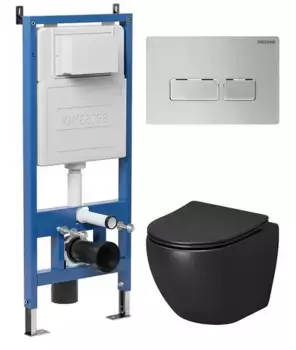 Комплект инсталляция с унитазом, крышкой и кнопкой смыва «Grossman» 97.4455BMS.03.110 безободковый