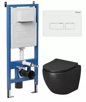Комплект инсталляция с унитазом, крышкой и кнопкой смыва «Grossman» 97.4455BMS.03.000 безободковый