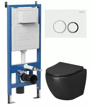 Комплект инсталляция с унитазом, крышкой и кнопкой смыва «Grossman» 97.4455BMS.01.000 безободковый