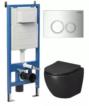 Комплект инсталляция с унитазом, крышкой и кнопкой смыва «Grossman» 97.4455BMS.01.100 безободковый