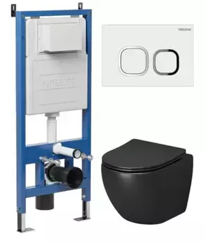 Комплект инсталляция с унитазом, крышкой и кнопкой смыва «Grossman» 97.4455BMS.02.000 безободковый
