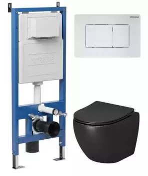 Комплект инсталляция с унитазом, крышкой и кнопкой смыва «Grossman» 97.4455BMS.04.01M безободковый