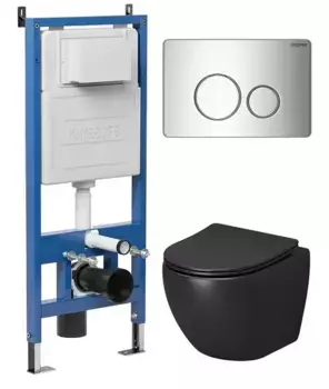 Комплект инсталляция с унитазом, крышкой и кнопкой смыва «Grossman» 97.4455BMS.05.10M безободковый