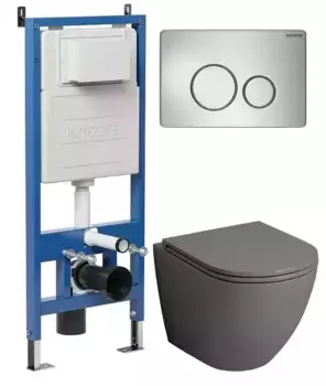 Комплект инсталляция с унитазом, крышкой и кнопкой смыва «Grossman» 97.4455GMS.05.12M безободковый