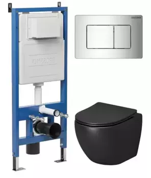 Комплект инсталляция с унитазом, крышкой и кнопкой смыва «Grossman» 97.4455BMS.04.10M безободковый