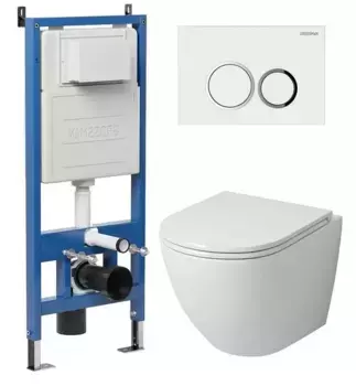 Комплект инсталляция с унитазом, крышкой и кнопкой смыва «Grossman» 97.4455SQ.01.000 безободковый