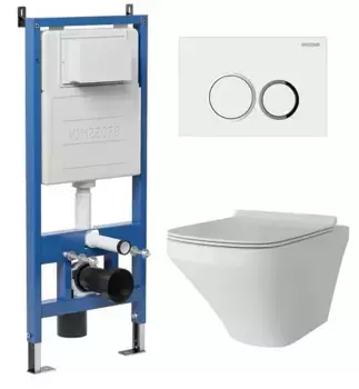 Комплект инсталляция с унитазом, крышкой и кнопкой смыва «Grossman» 97.4440S.01.000 безободковый белый