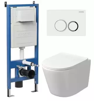 Комплект инсталляция с унитазом, крышкой и кнопкой смыва «Grossman» 97.4477SQ.01.000 безободковый белый