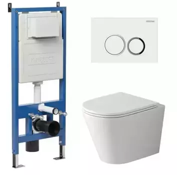 Комплект инсталляция с унитазом, крышкой и кнопкой смыва «Grossman» 97.4478SQ.01.000 безободковый белый