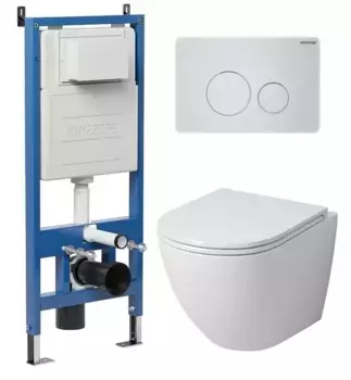 Комплект инсталляция с унитазом, крышкой и кнопкой смыва «Grossman» 97.4455SQ.05.01M безободковый