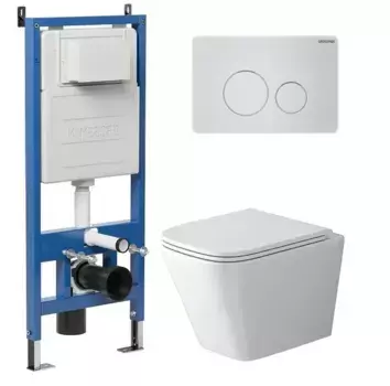 Комплект инсталляция с унитазом, крышкой и кнопкой смыва «Grossman» 97.4479SQ.05.01M безободковый белый