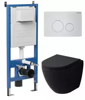 Комплект инсталляция с унитазом, крышкой и кнопкой смыва «Grossman» 97.4455BMSQ.05.01M безободковый
