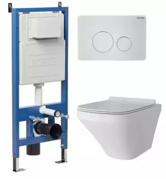 Комплект инсталляция с унитазом, крышкой и кнопкой смыва «Grossman» 97.4440S.05.01M безободковый белый