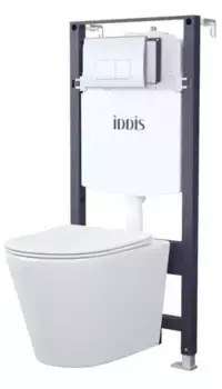 Комплект инсталляция с унитазом, крышкой и кнопкой смыва «Iddis» BASC010i73 Calipso/Profix безободковый белый