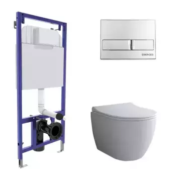 Комплект инсталляция с унитазом, крышкой и кнопкой смыва «Berges Wasserhaus» NOVUM 525 043263/OKUS/Toma Slim SO кнопка L3 белый