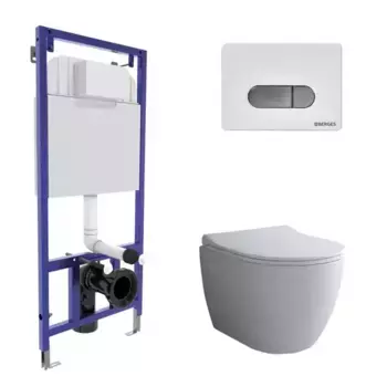 Комплект инсталляция с унитазом, крышкой и кнопкой смыва «Berges Wasserhaus» NOVUM 525 043263/OKUS/Toma Slim SO кнопка D7 белый