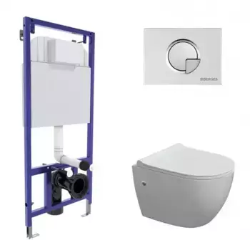 Комплект инсталляция с унитазом, крышкой и кнопкой смыва «Berges Wasserhaus» 043276 Novum 525/Okus/кнопка R2 белый