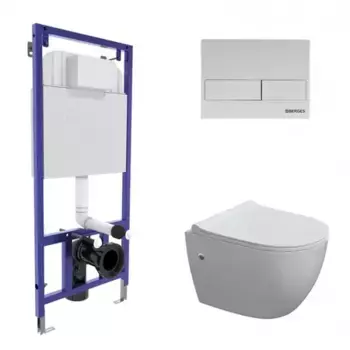 Комплект инсталляция с унитазом, крышкой и кнопкой смыва «Berges Wasserhaus» 043277 Novum 525/Okus/кнопка L4 Soft Touch белый