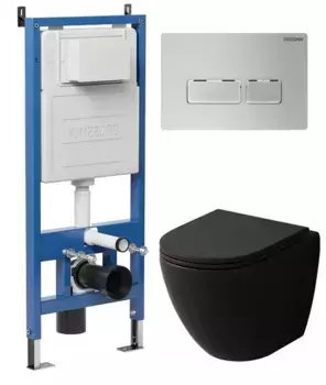 Комплект инсталляция с унитазом, крышкой и кнопкой смыва «Grossman» 97.4455BMSQ.03.110 безободковый