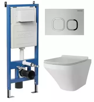 Комплект инсталляция с унитазом, крышкой и кнопкой смыва «Grossman» 97.4440S.02.110 безободковый белый