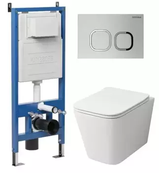 Комплект инсталляция с унитазом, крышкой и кнопкой смыва «Grossman» 97.4441S.02.110 безободковый