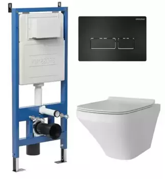 Комплект инсталляция с унитазом, крышкой и кнопкой смыва «Grossman» 97.4440S.03.210 безободковый белый