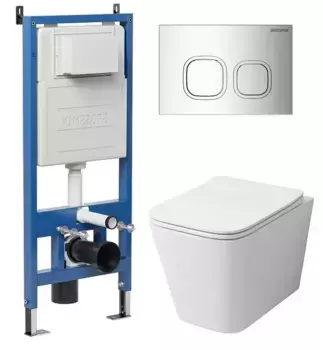 Комплект инсталляция с унитазом, крышкой и кнопкой смыва «Grossman» 97.4441S.02.100 безободковый