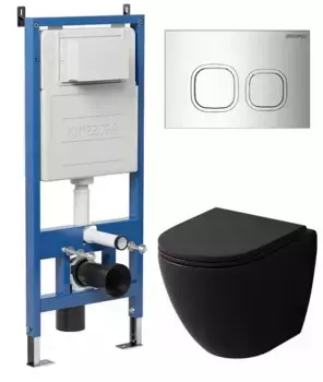 Комплект инсталляция с унитазом, крышкой и кнопкой смыва «Grossman» 97.4455BMSQ.02.100 безободковый