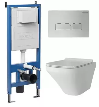 Комплект инсталляция с унитазом, крышкой и кнопкой смыва «Grossman» 97.4440S.03.110 безободковый белый