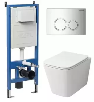 Комплект инсталляция с унитазом, крышкой и кнопкой смыва «Grossman» 97.4441S.01.100 безободковый