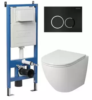 Комплект инсталляция с унитазом, крышкой и кнопкой смыва «Grossman» 97.4455SQ.01.210 безободковый