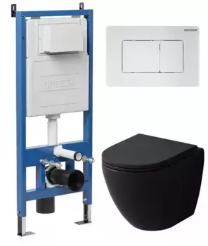 Комплект инсталляция с унитазом, крышкой и кнопкой смыва «Grossman» 97.4455BMSQ.04.01M безободковый
