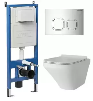 Комплект инсталляция с унитазом, крышкой и кнопкой смыва «Grossman» 97.4440S.02.100 безободковый белый