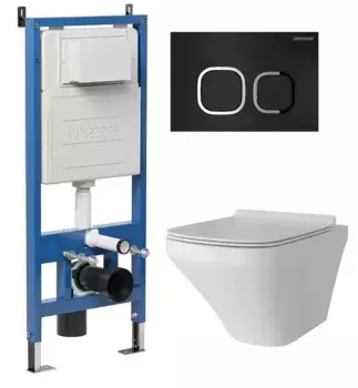 Комплект инсталляция с унитазом, крышкой и кнопкой смыва «Grossman» 97.4440S.02.210 безободковый белый