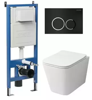 Комплект инсталляция с унитазом, крышкой и кнопкой смыва «Grossman» 97.4441S.01.210 безободковый