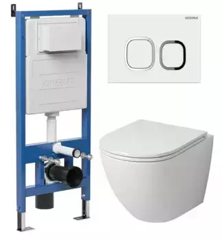 Комплект инсталляция с унитазом, крышкой и кнопкой смыва «Grossman» 97.4455SQ.02.000 безободковый