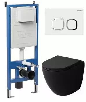 Комплект инсталляция с унитазом, крышкой и кнопкой смыва «Grossman» 97.4455BMSQ.02.000 безободковый