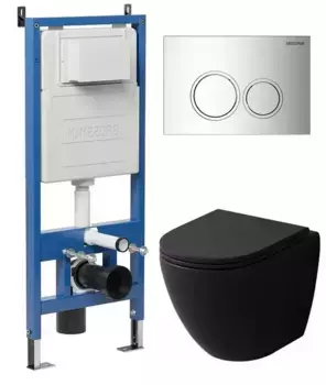 Комплект инсталляция с унитазом, крышкой и кнопкой смыва «Grossman» 97.4455BMSQ.01.100 безободковый