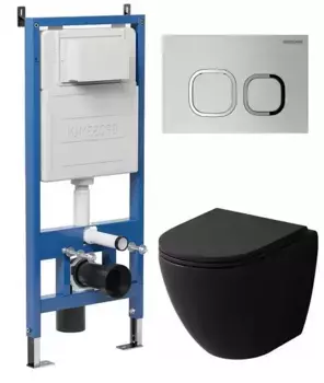 Комплект инсталляция с унитазом, крышкой и кнопкой смыва «Grossman» 97.4455BMSQ.02.110 безободковый
