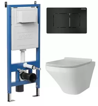 Комплект инсталляция с унитазом, крышкой и кнопкой смыва «Grossman» 97.4440S.04.21M безободковый белый