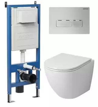 Комплект инсталляция с унитазом, крышкой и кнопкой смыва «Grossman» 97.4455SQ.03.110 безободковый