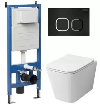Комплект инсталляция с унитазом, крышкой и кнопкой смыва «Grossman» 97.4441S.02.210 безободковый