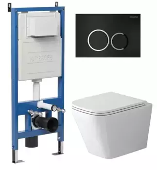 Комплект инсталляция с унитазом, крышкой и кнопкой смыва «Grossman» 97.4479SQ.01.210 безободковый белый