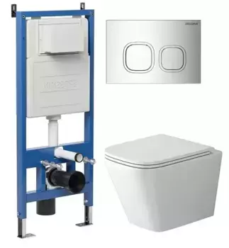 Комплект инсталляция с унитазом, крышкой и кнопкой смыва «Grossman» 97.4479SQ.02.100 безободковый белый