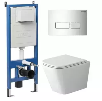 Комплект инсталляция с унитазом, крышкой и кнопкой смыва «Grossman» 97.4479SQ.03.100 безободковый белый