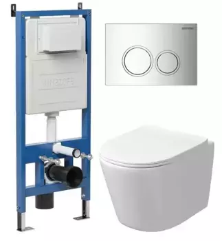 Комплект инсталляция с унитазом, крышкой и кнопкой смыва «Grossman» 97.4477SQ.01.100 безободковый белый