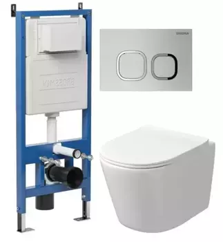 Комплект инсталляция с унитазом, крышкой и кнопкой смыва «Grossman» 97.4477SQ.02.110 безободковый белый