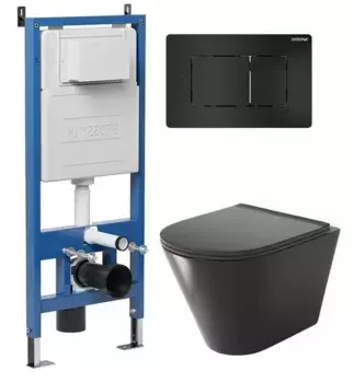 Комплект инсталляция с унитазом, крышкой и кнопкой смыва «Grossman» 97.4477BMS.04.21M безободковый черный матовый