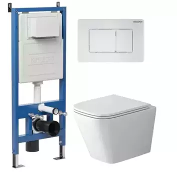 Комплект инсталляция с унитазом, крышкой и кнопкой смыва «Grossman» 97.4479SQ.04.01M безободковый белый